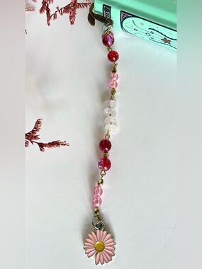 Beaded rose quartz mermaid bookmark